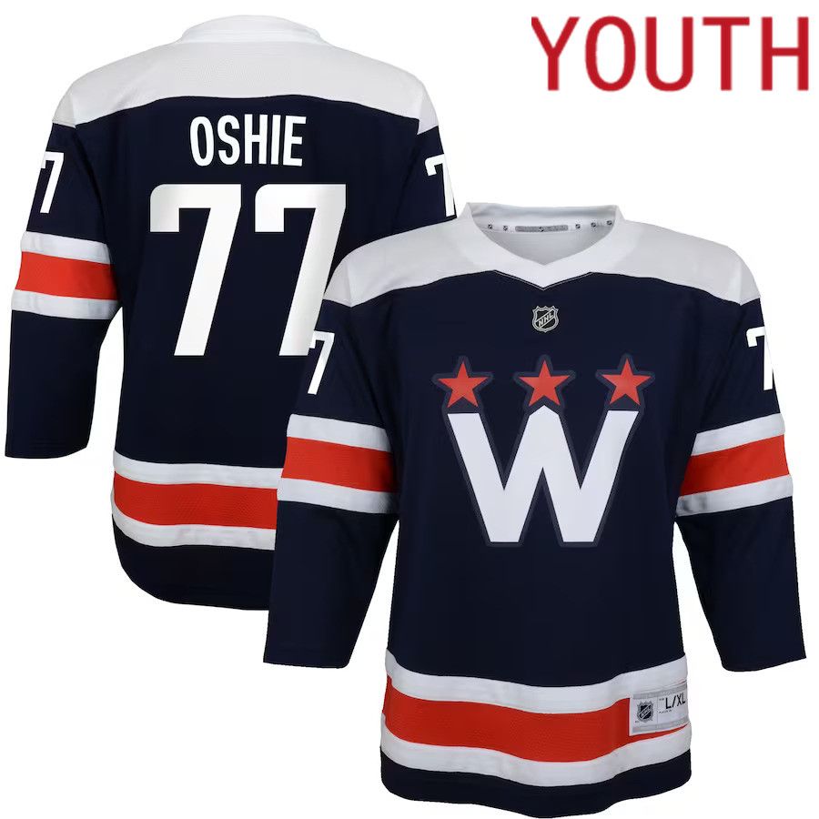 Youth Washington Capitals 77 TJ Oshie Navy Alternate Replica Player NHL Jersey